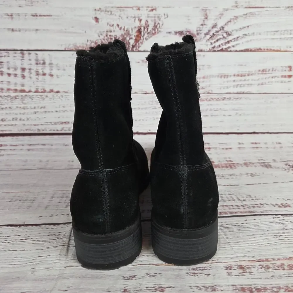 BJORNDAL Women's Kaidee Aspen Black Suede Boots 8 Comfort Slip on Neutral Basic